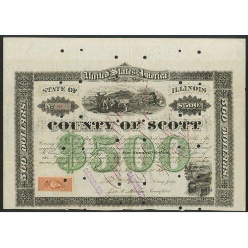 544 - U.S.A.: Rockford, Rock Island and St.Louis Rail Road, 10% Loan, 1870, issued by the County of Scott,... 