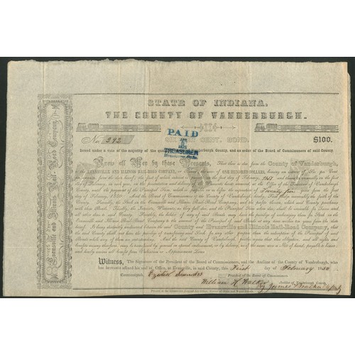 519 - U.S.A.: Evansville and Illinois Rail-Road Company, 6% Loan, 18[50], issued by the County of Vanderbu... 