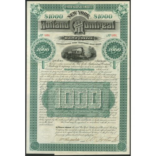 534 - U.S.A.: New York, Rutland and Montreal Railway Co., Consolidated First Mortgage Gold Bond, $1000, 18... 