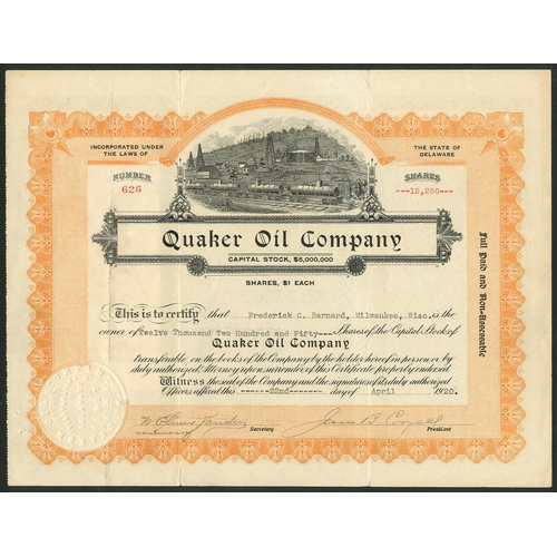 640 - U.S.A.: A Collection of 12 mainly Eastern oil certificates, comprising Milliken Company, 19[17]; App... 