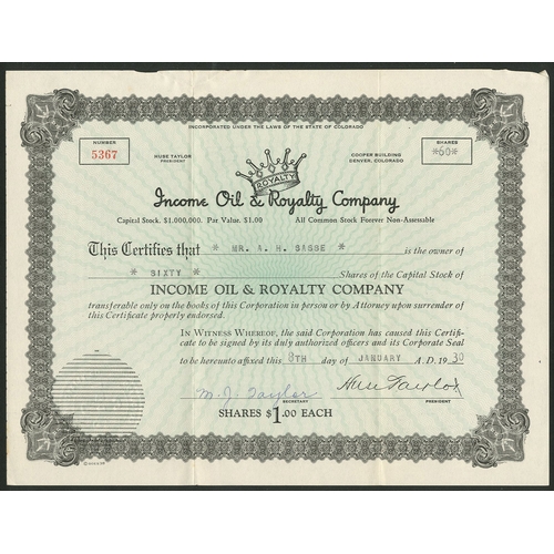 641 - U.S.A.: Western & Mid-Western Oils: A selection of 13 different certificates, comprising Interna... 