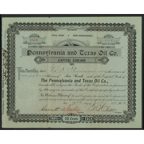 641 - U.S.A.: Western & Mid-Western Oils: A selection of 13 different certificates, comprising Interna... 