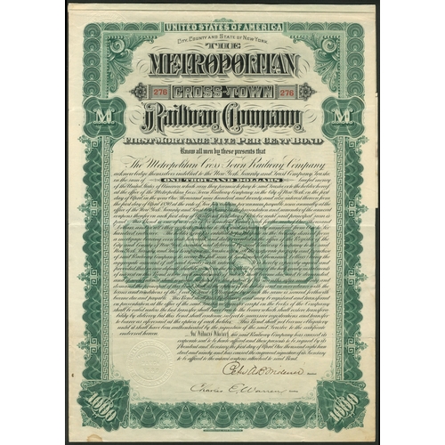 684 - ª U.S.A.: Metropolitan Cross-Town Railway Company, New York, First Mortgage 5% bond, $1000, 1890, #2... 