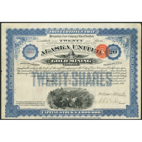 716 - ** U.S.A.: Alaska United Gold Mining Company, pair of bearer certificates for 20 shares, New York 18... 