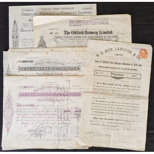 517 - ** Great Britain: A group of brewery certificates comprising W. B. Mew, Langton & Co. Ltd., Firs... 