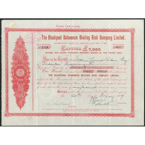 481 - Great Britain: Blackpool Colosseum Skating Rink Co. Ltd., £1 ordinary shares, 190[9], #155, red with... 