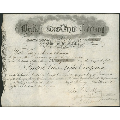 510 - Great Britain: British Gas Light Company, one £50 share, 18[25], #2936, black printing, on vellum. I... 