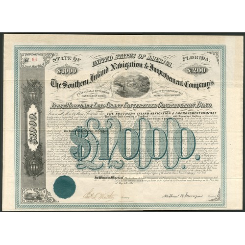 823 - U.S.A.: Southern Inland Navigation & Improvement Company, First Mortgage Land Grant Convertible ... 