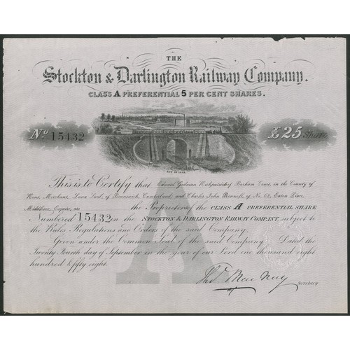 417 - Great Britain: Stockton &amp; Darlington Railway Company, Class A Preferential 5% Shares, 1858, #154...