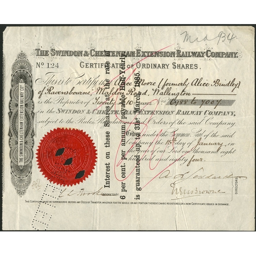 418 - Great Britain: Swindon & Cheltenham Extension Railway Co., ordinary shares, 188[4], #124, black,... 