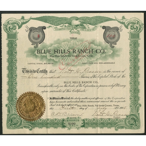 794 - U.S.A.: A group of 3 small Texas livestock companies, comprising Blue Hills Ranch Co., Val Verde Cou... 