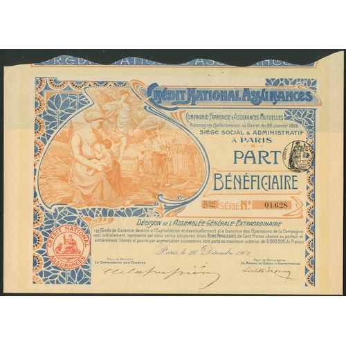 197 - France: Credit National Assurances, pair of certificates, part bénéficiaire and bon pr... 