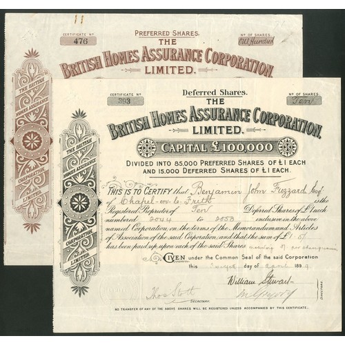 472 - Great Britain: British Homes Assurance Corporation Limited, pair of certificates for Preferred share... 