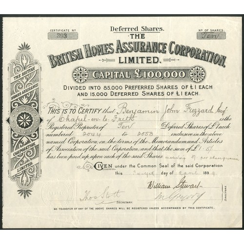 472 - Great Britain: British Homes Assurance Corporation Limited, pair of certificates for Preferred share... 