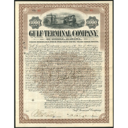 670 - U.S.A.: Gulf Terminal Company of Mobile, Alabama, 1st Mortgage 4% 50-Year Gold Bond, 1907, $1000, #4... 