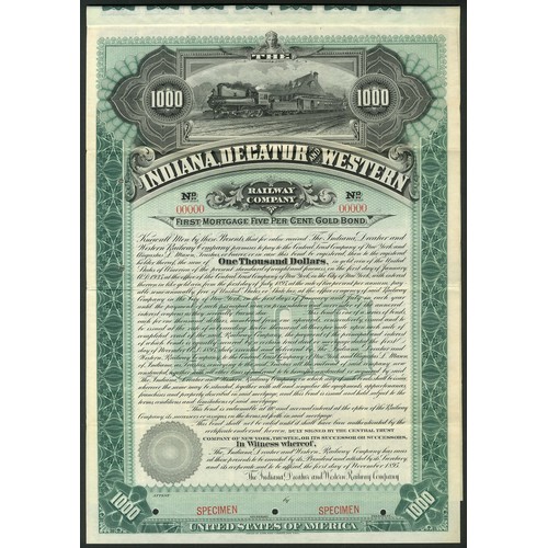 673 - U.S.A.: Indiana, Decatur and Western Railway Company, 1st Mortgage 5% Gold Bond, 1895, $1000, a spec... 