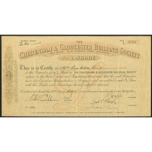 475 - Great Britain: Cheltenham & Gloucester Building Society, L share, 193[6], #L4753, brown and blac... 