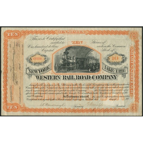 686 - U.S.A.: New York, Lake Erie and Western Rail Road Company, 10 shares of $100. 188[9], #135550, steam... 