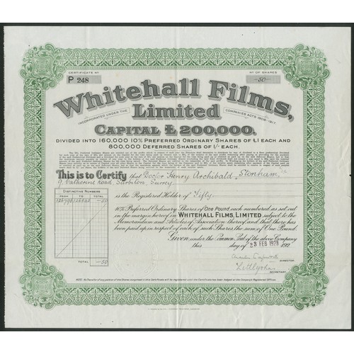 507 - Great Britain: Whitehall Films Limited, pair of certificates for Preferred Ordinary shares of £... 