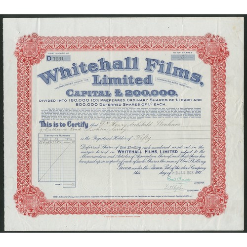 507 - Great Britain: Whitehall Films Limited, pair of certificates for Preferred Ordinary shares of £... 