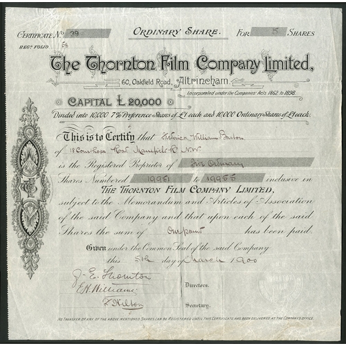 487 - ª Great Britain: Thornton Film Company Limited, Altrincham, Cheshire, £1 ordinary shares, 1[900], #3... 