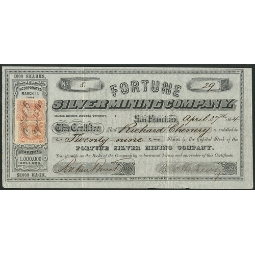 766 - U.S.A.: Fortune Silver Mining Company (NV), $1000 shares, San Francisco 186[4], #8, decorative black... 