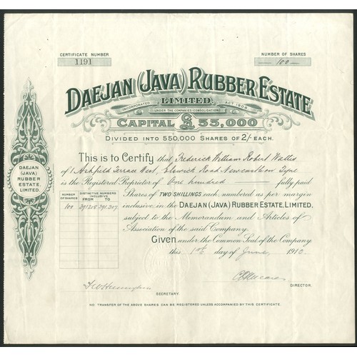 1 - A group of 5 British registered rubber companies comprising Daejan (Java) Rubber Estate Ltd., 191[0]... 