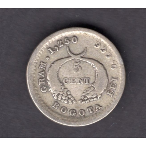 162 - Colombia, 5 cents, 1880, F-VF.