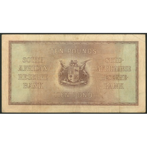 120 - South Africa, Reserve Bank, 10 pounds, 19 April 1943, #F/2 551207, (Pick 87). VF.... 