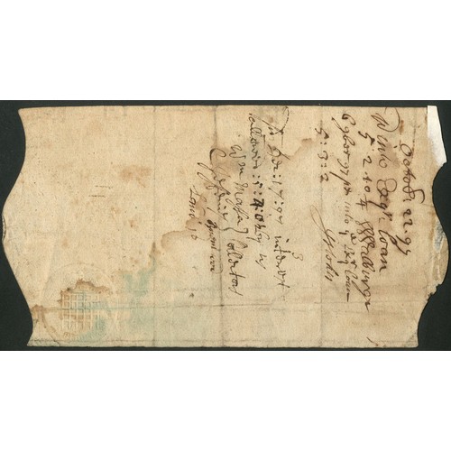 58 - Exchequer Bill, [5th June] 1697, 5 pounds, with interest at a farthing per day, #111172, signed by S... 