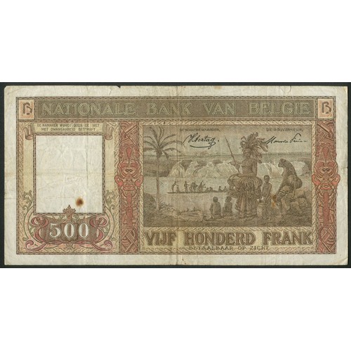 77 - Belgium, Banque Nationale de Belgique, 500 francs, 6-1-45, Sontag/Frere signatures (Pick 127a). Rust... 
