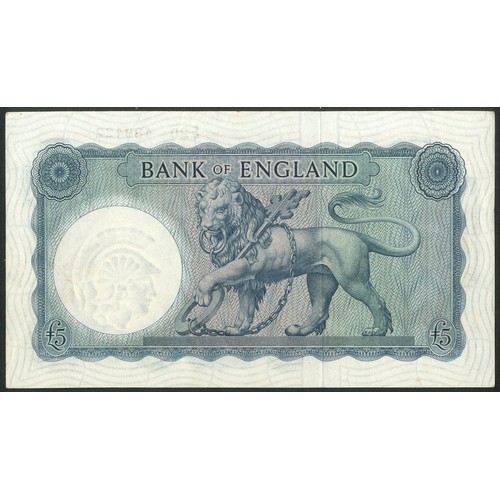 39 - Bank of England, L. K. O'Brien, 5 pounds, (1957), #E20 489422 (EPM B277). EF.... 