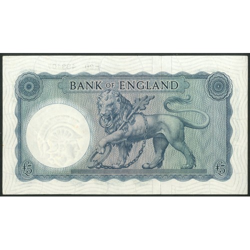 38 - Bank of England, L. K. O'Brien, 5 pounds, (1957), #E20 489407 (EPM B277). EF.... 