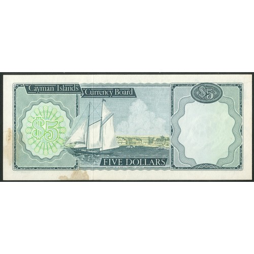 85 - Cayman Islands, Currency Board, $5, 1971, A/1 082282 (WPM 2a), light pressing, staining reverse. VF-... 
