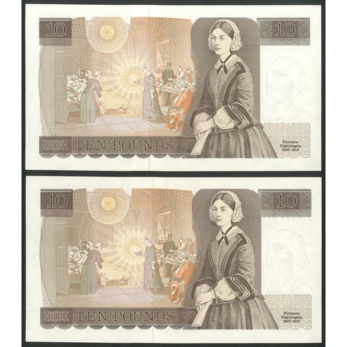 54 - Bank of England, G.E.A.Kentfield, a consecutive pair of £10, ND (1991), 'L' reverse, KR03 866009 and... 