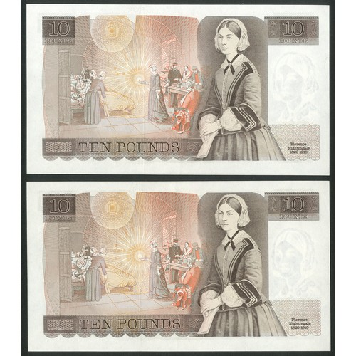 47 - Bank of England, J. B.Page, a consecutive pair of &pound;10, ND (1975), K63 208718 and 719 (Dugg. B3... 