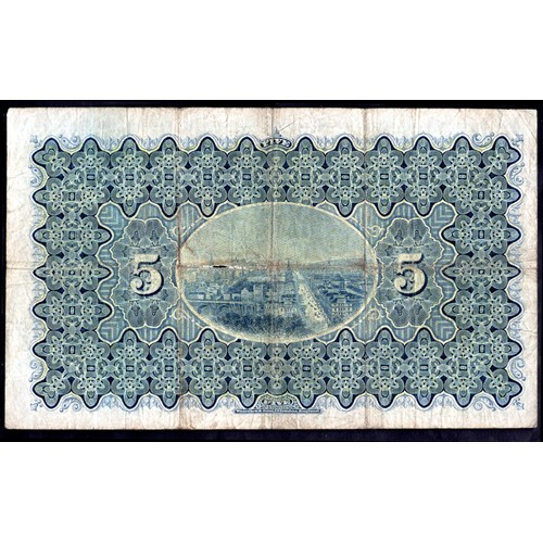69 - National Bank of Scotland, 5 pounds, 1st July 1936, #A999-105. Worn on folds, Fine.... 