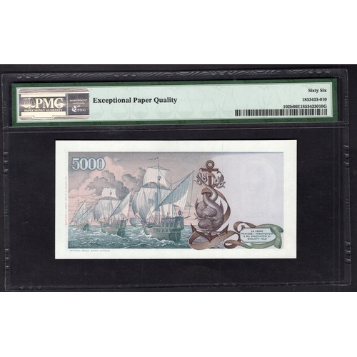 104 - Italy, Banca d'Italia, 5000 lire, (1973), #EA 153565 L (Pick 102b), PMG 66 Gem Uncirculated EPQ.... 