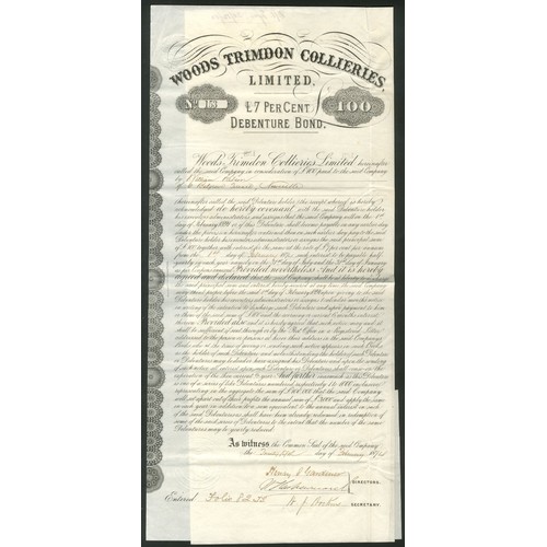 Great Britain: Woods Trimdon Collieries Limited, 7% debenture bond for ...