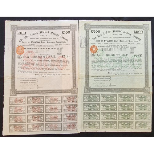 27 - New Zealand: New Zealand Midland Railway Company Limited, First Mortgage debentures 1889 for £100, #... 