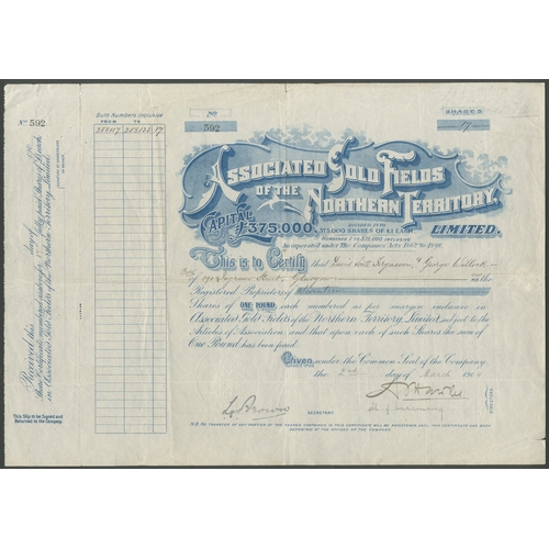 6 - Australia: Associated Gold Fields of the Northern Territory Ltd., &pound;1 shares, 190[4], #592, blu... 