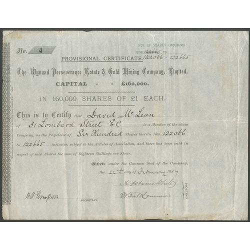 105 - India: Wynaad Perseverance Estate & Gold Mining Company Ltd., &pound;1 shares, provisional, 188[... 