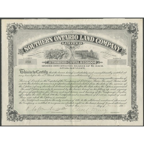 2 - A small group of Australian and Canadian certificates including Southern Ontario Land Company Limite... 