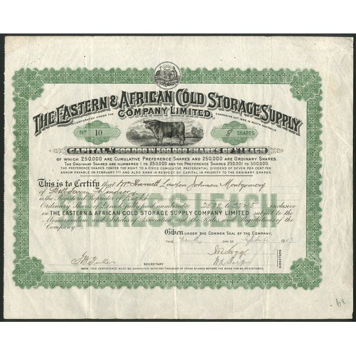 6 - Australia: Eastern & African Cold Storage Supply Co. Ltd., pair of certificates for ordinary and... 