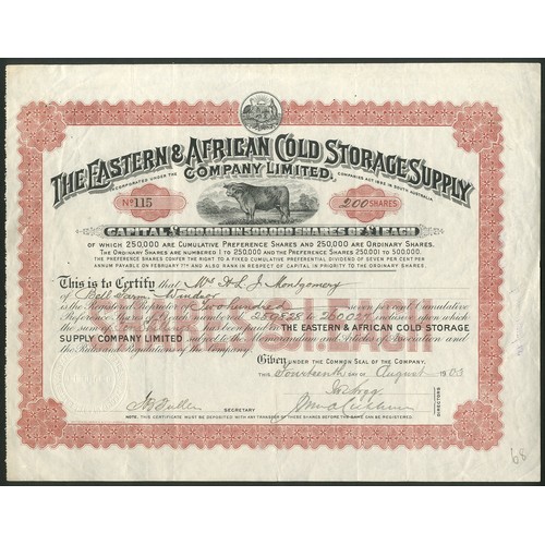6 - Australia: Eastern & African Cold Storage Supply Co. Ltd., pair of certificates for ordinary and... 
