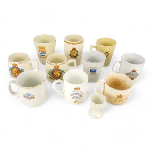 156 - A collection of ten Royal Commemorative mugs - early 20th century to current, together with a commem... 