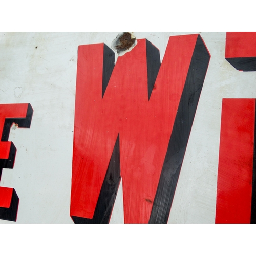 120 - A large vintage Wills's Gold Flake advertising sign - white with red and black shadow text, 144 x 11... 