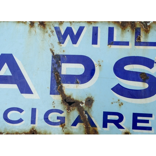 121 - A vintage Wills's Capstan cigarettes enamel sign - of narrow rectangular form, with blue and white s... 