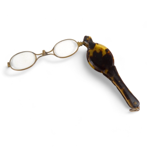 122 - A pair of gilt rimmed pince-nez - together with a pair of lorgnettes and a paper knife. (3)