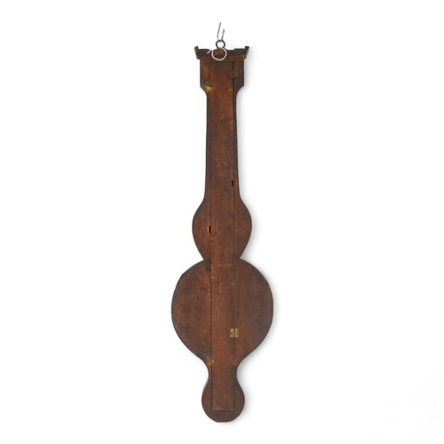 134 - A Victorian mahogany banjo barometer - with thermometer, height 93cm.